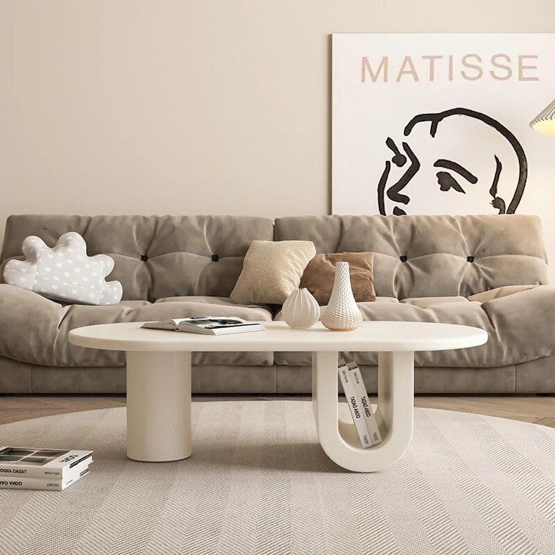 Moderner Couchtisch aus nordischem Kiefernholz, oval