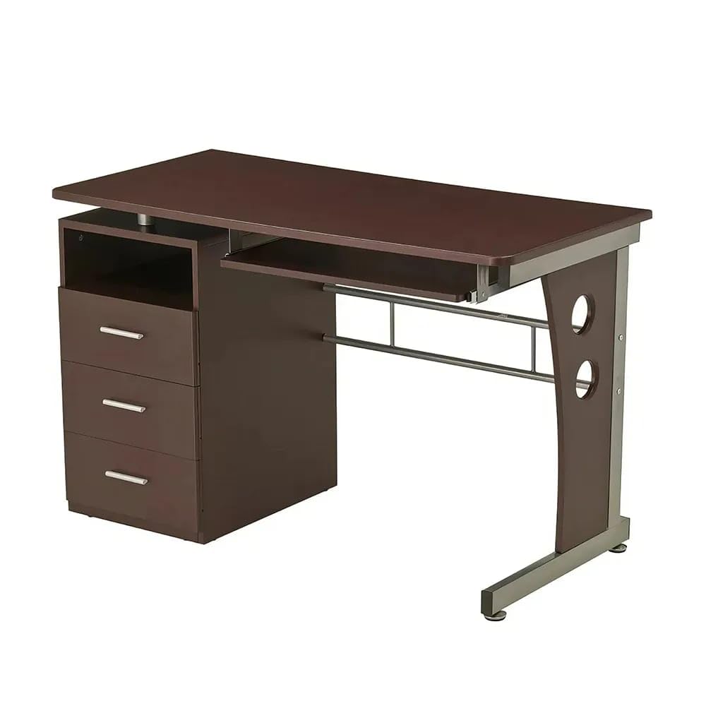 Elegant Chocolate Computer Desk with Ample Storage and Sturdy Design