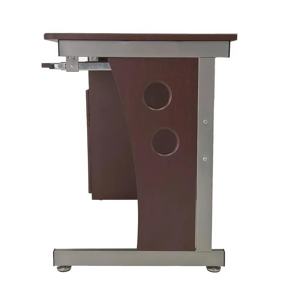 Elegant Chocolate Computer Desk with Ample Storage and Sturdy Design