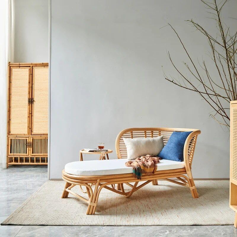 Minimalistisches japanisches Rattan-Chaiselongue-Schlafsofa – künstlerisches Wohnzimmermöbel