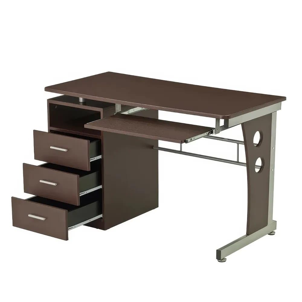 Eleganter Schreibtisch in Schokoladenoptik mit viel Stauraum und robustem Design