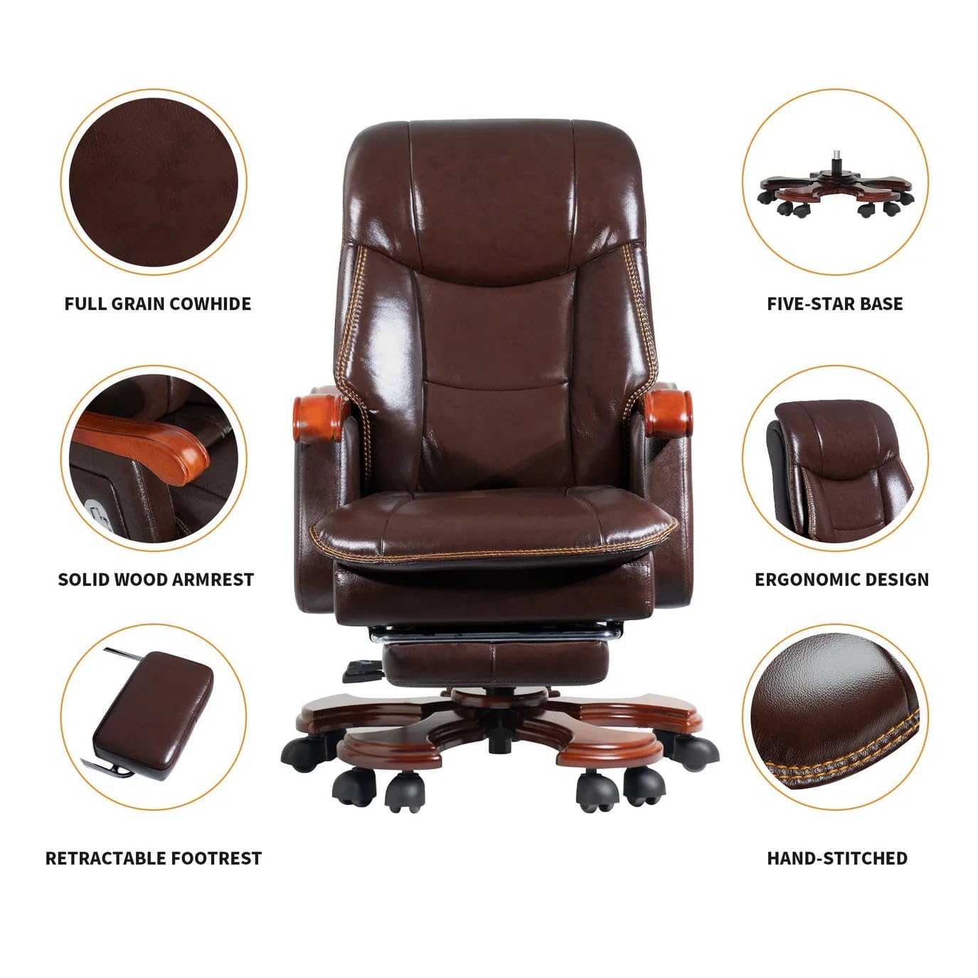 Luxury Ergonomic Swivel Office Chair with armrests and Rollers Black