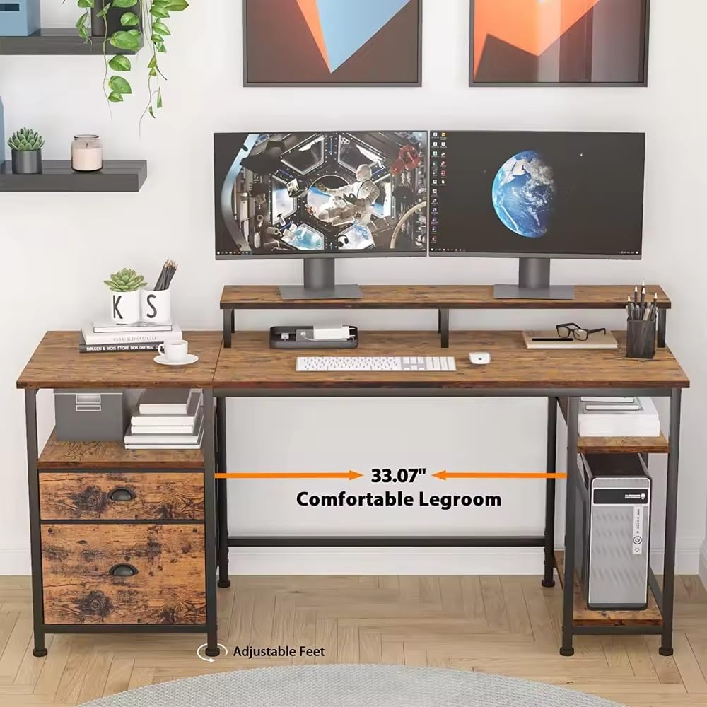 61" Geräumiger Computertisch im Industriestil