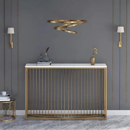 Minimalist Nordic Slate Iron Console Table for Modern Living Spaces