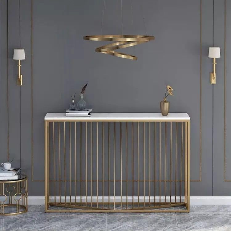 Minimalist Nordic Slate Iron Console Table for Modern Living Spaces