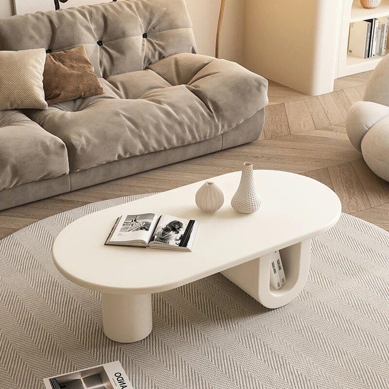Moderner Couchtisch aus nordischem Kiefernholz, oval