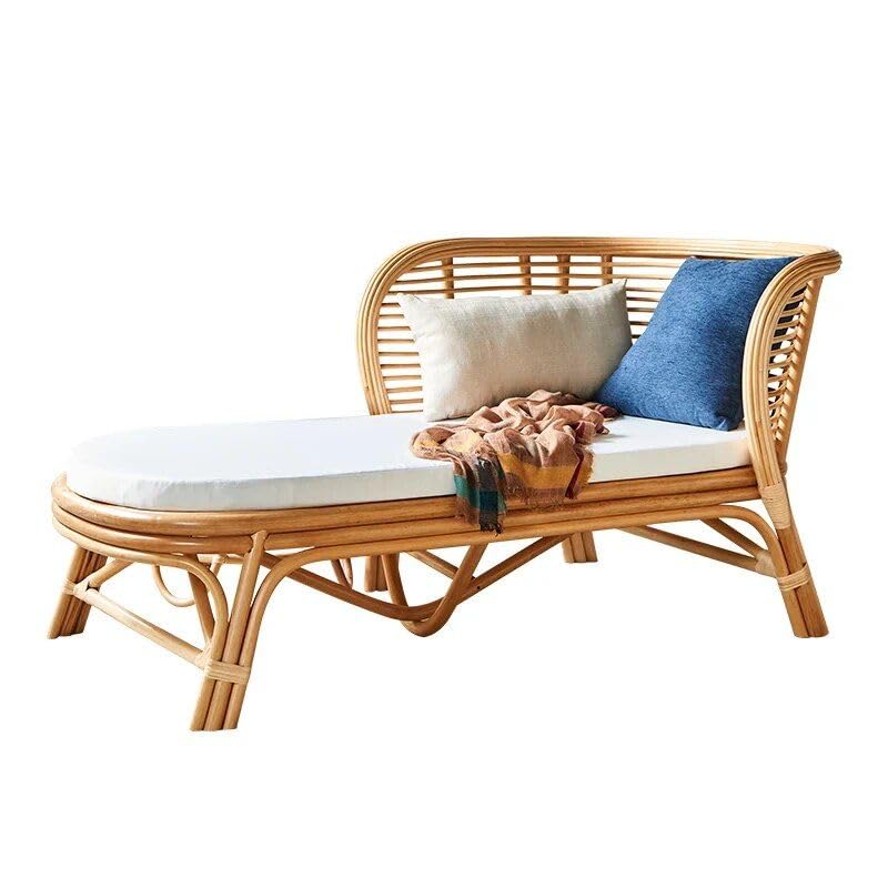 Minimalistisches japanisches Rattan-Chaiselongue-Schlafsofa – künstlerisches Wohnzimmermöbel