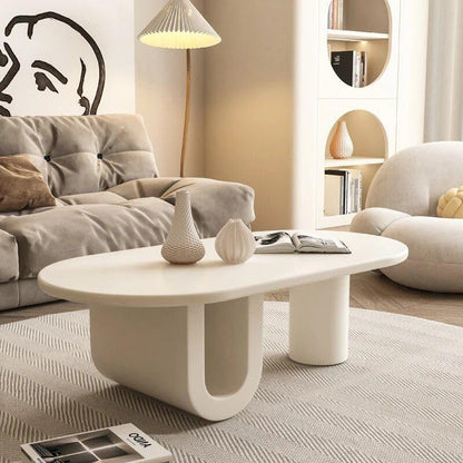 Modern Nordic Pine Wood Oval Coffee Table