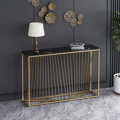 Minimalist Nordic Slate Iron Console Table for Modern Living Spaces