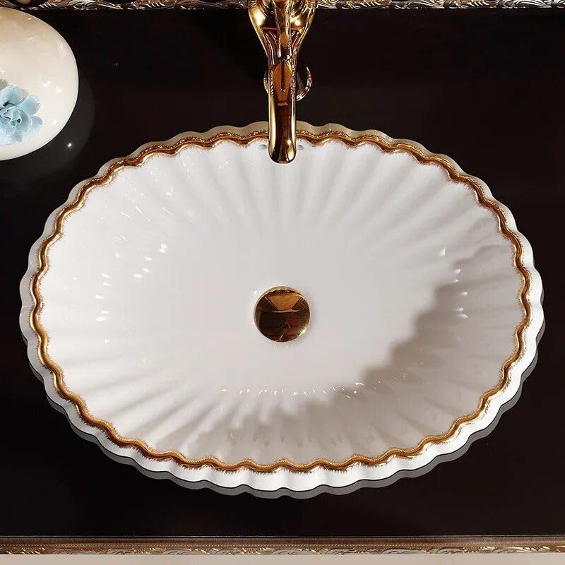 Elegant European-Style Oval Ceramic Bathroom Basin