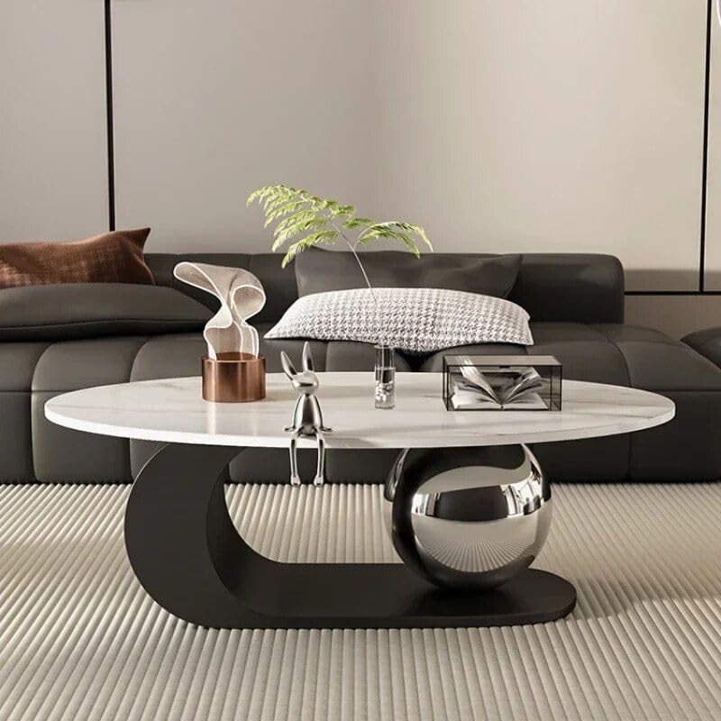 Minimalist Oval Rock Plate Coffee Table