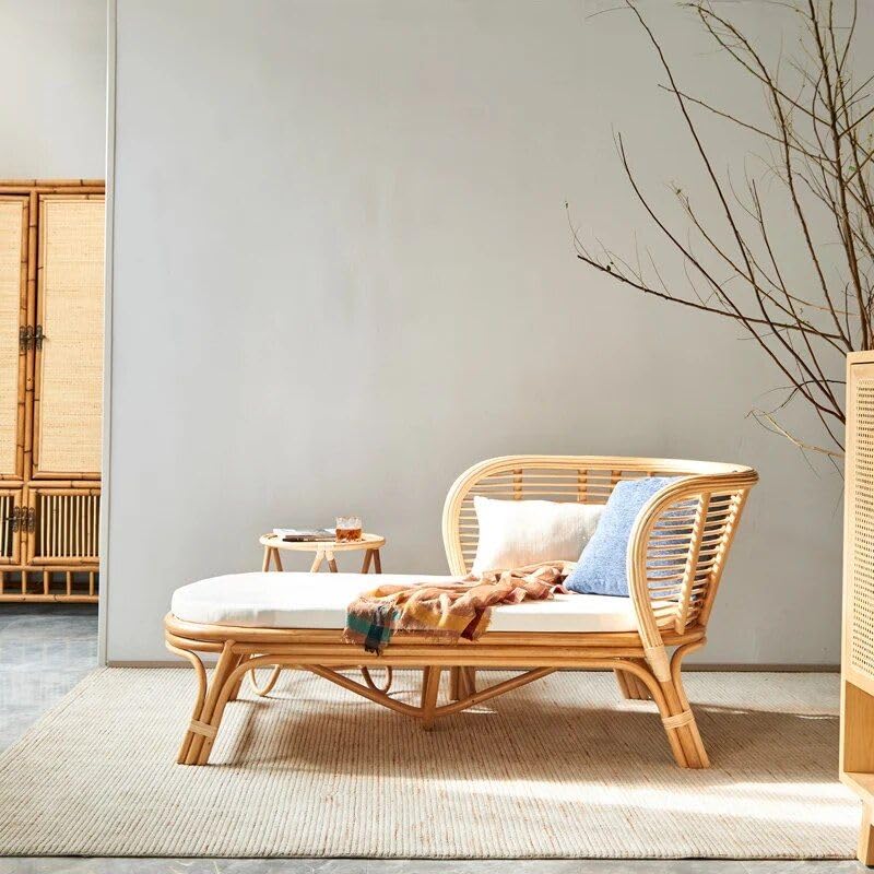 Minimalistisches japanisches Rattan-Chaiselongue-Schlafsofa – künstlerisches Wohnzimmermöbel